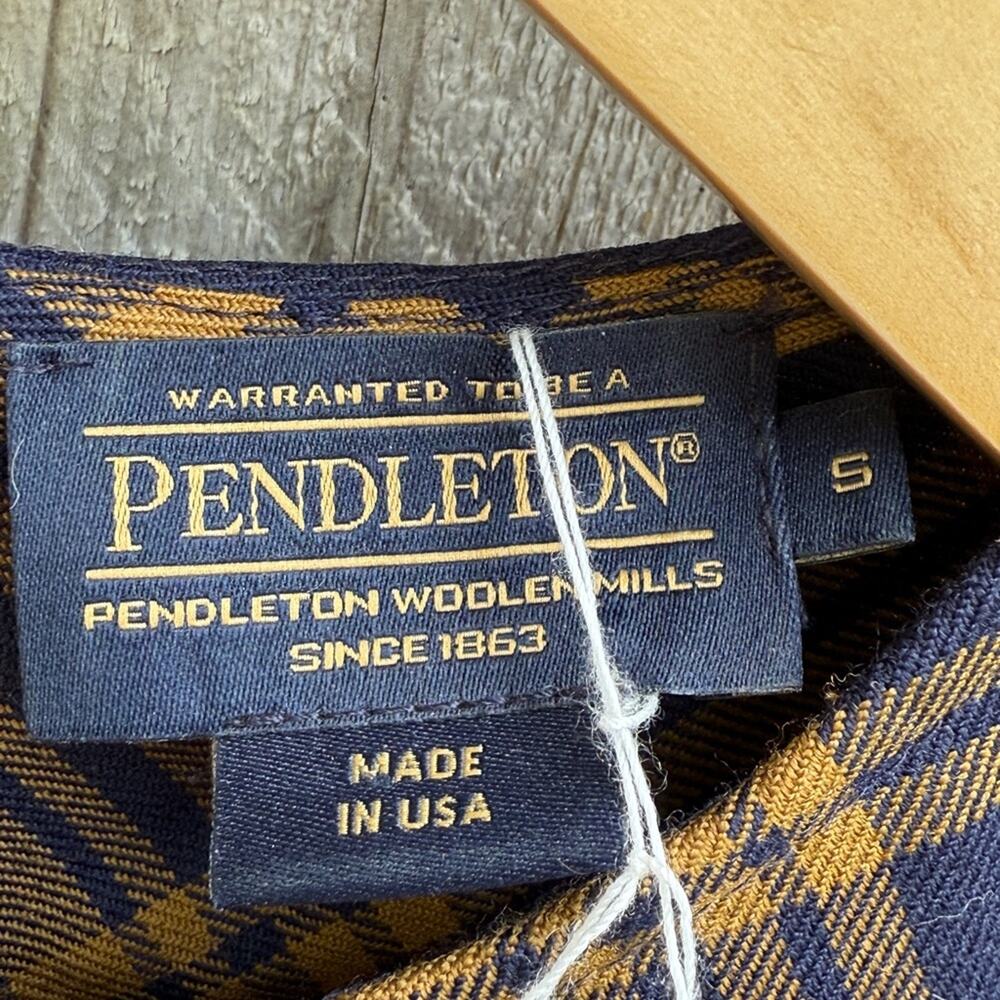 Pendleton Virgin Wool Classic Plaid Navy Blue Bel… - image 6